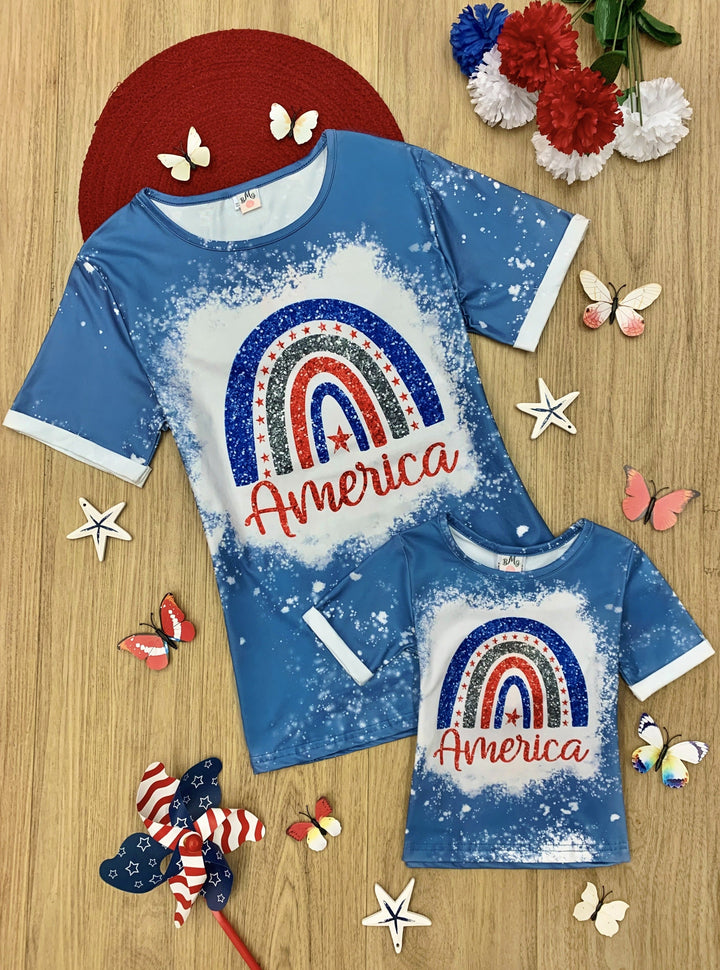 Mommy And Me America Rainbow Top | Mia Belle Girls 4th of July Tops