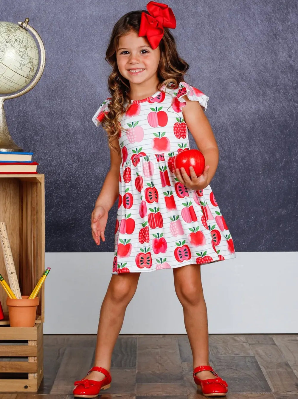 Back To School Dress | Apple Print Skater Dress | Mia Belle Girls