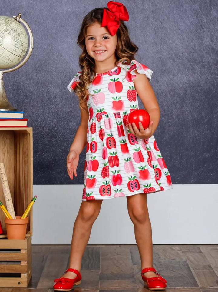 Back To School Dress | Apple Print Skater Dress | Mia Belle Girls