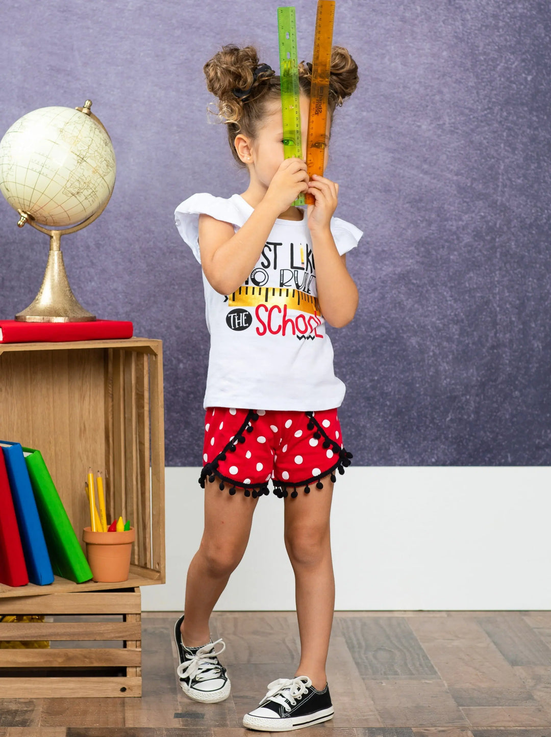 First Day of School | Rule the School Shorts Set | Mia Belle Girls