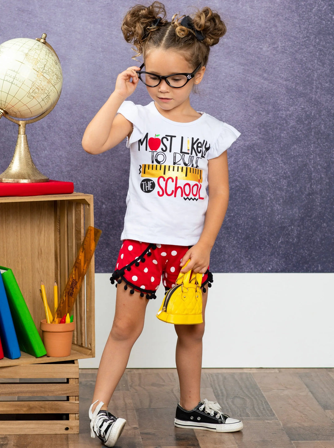 First Day of School | Rule the School Shorts Set | Mia Belle Girls