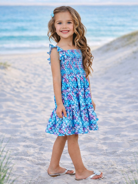 girls mermaid dress I Washed Up Like This Ruffle Sundress Blue / 7Y No bunching or itching Burgundy Velvet Wrap V Size:11 - 12 Years (146 - 152 CM) notes-live-up-7/15/25