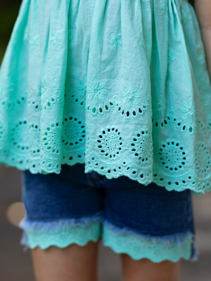 Little Miss Sunshine Top and Denim Shorts Set Mia Belle Girls