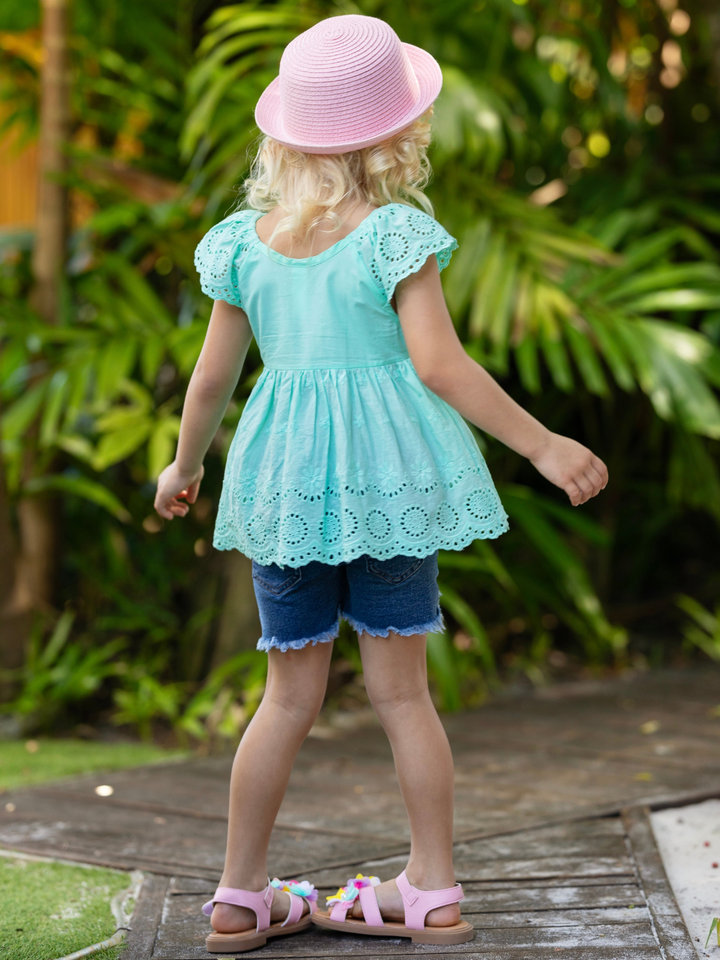 Little Miss Sunshine Top and Denim Shorts Set Mia Belle Girls