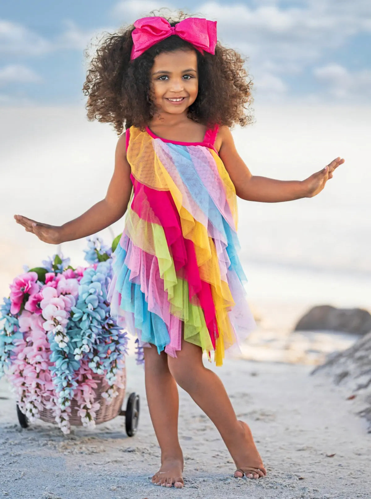 Cascading Rainbow Ruffle Dress Rainbow / 4T/5Y