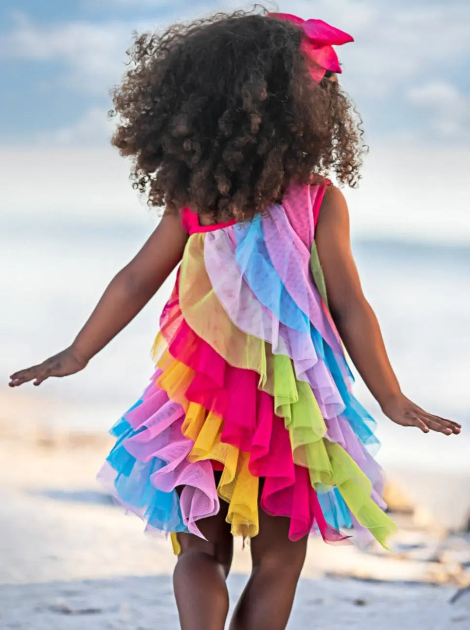 Cascading Rainbow Ruffle Dress Rainbow / 4T/5Y