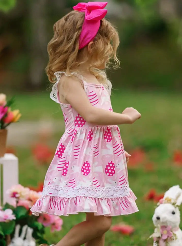 Mia Belle Girls Flutter Sleeve Scalloped Lace Dress | Easter Dresses