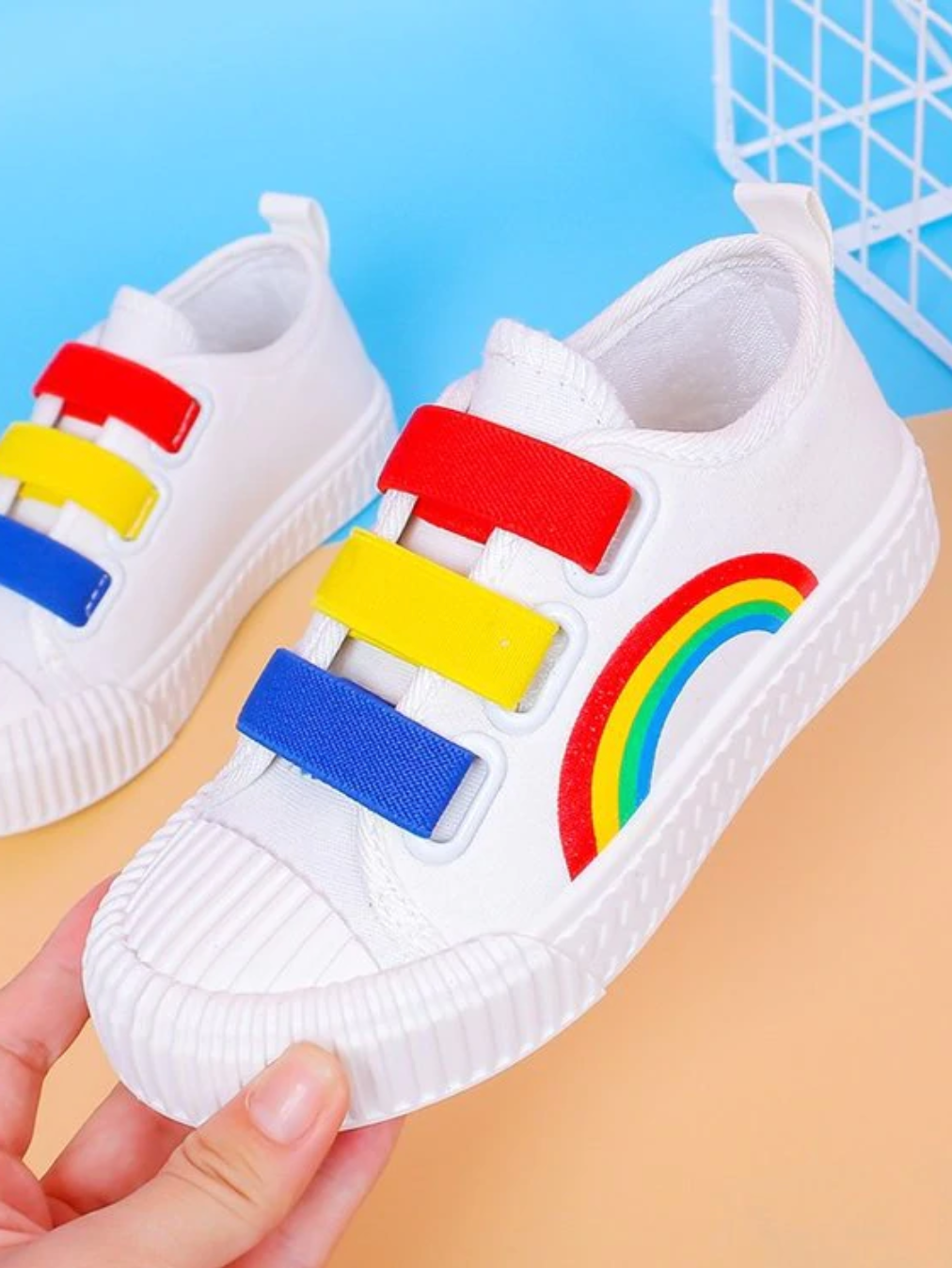 Happy Kicks Canvas Rainbow Sneakers By Liv and Mia Mia Belle Girls