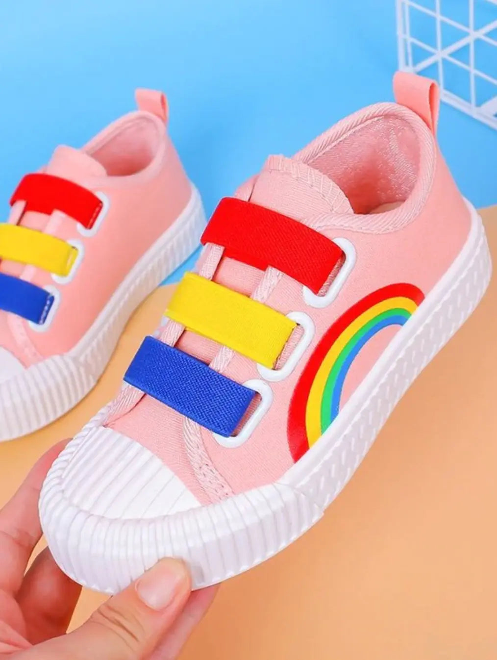 Back To School Shoes | Pink Canvas Rainbow Sneakers | Mia Belle Girls