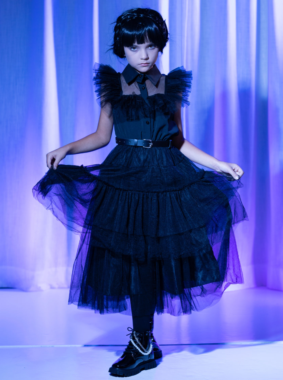 wednesday black dress Girls Halloween Costumes