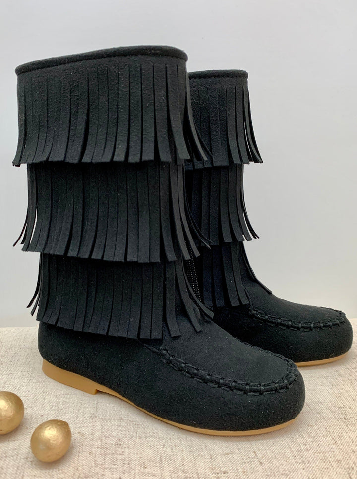Mia Belle Girls Brown Fringe Boots by Liv & Mia