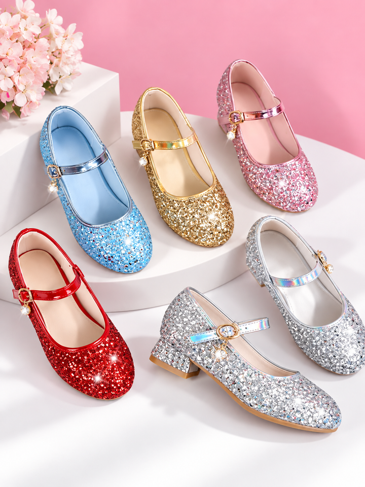 Fairytale Footwear Sequin Mary Jane Heels By Liv and Mia