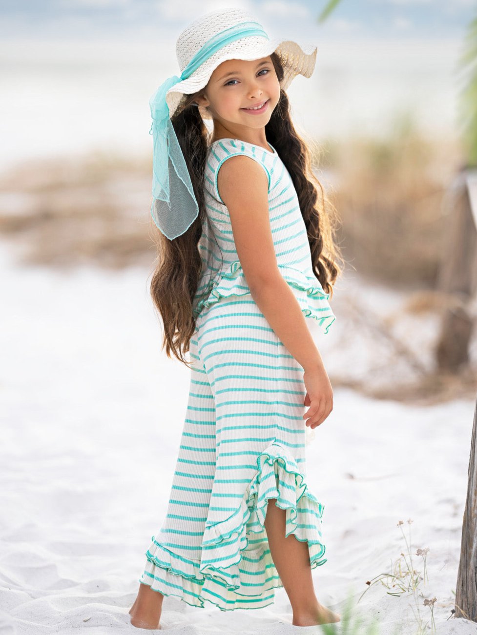 Sway My Way Stripe Ruffle Pants Set