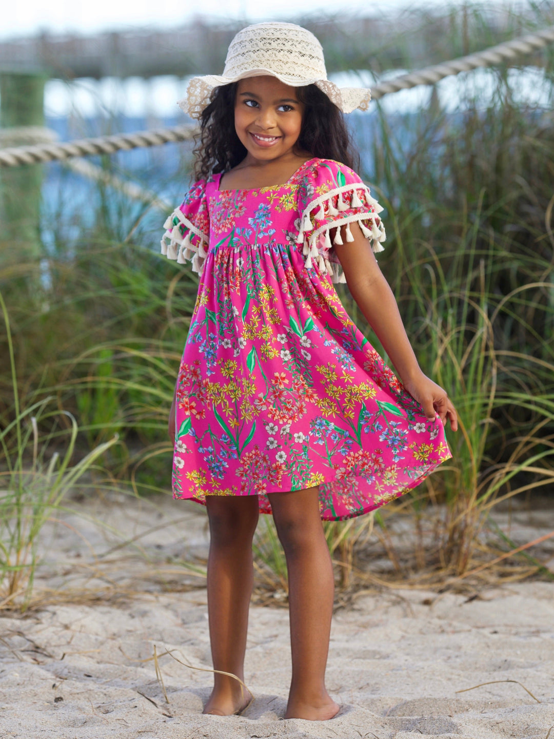 Tropical Blossom Tassel Dress