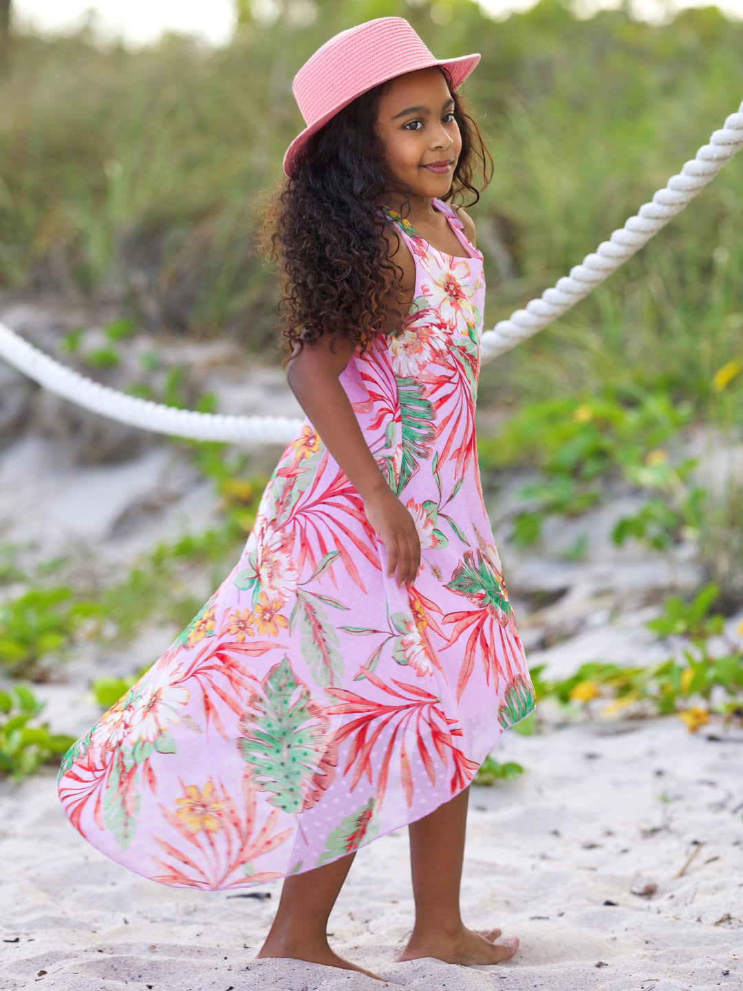Tropical Botanicals Sleeveless Hi-Lo Dress