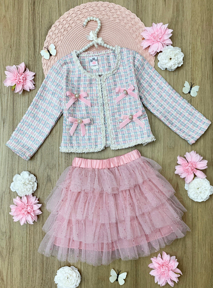Preppy Ballet Tweed Blazer and Tutu Skirt Set