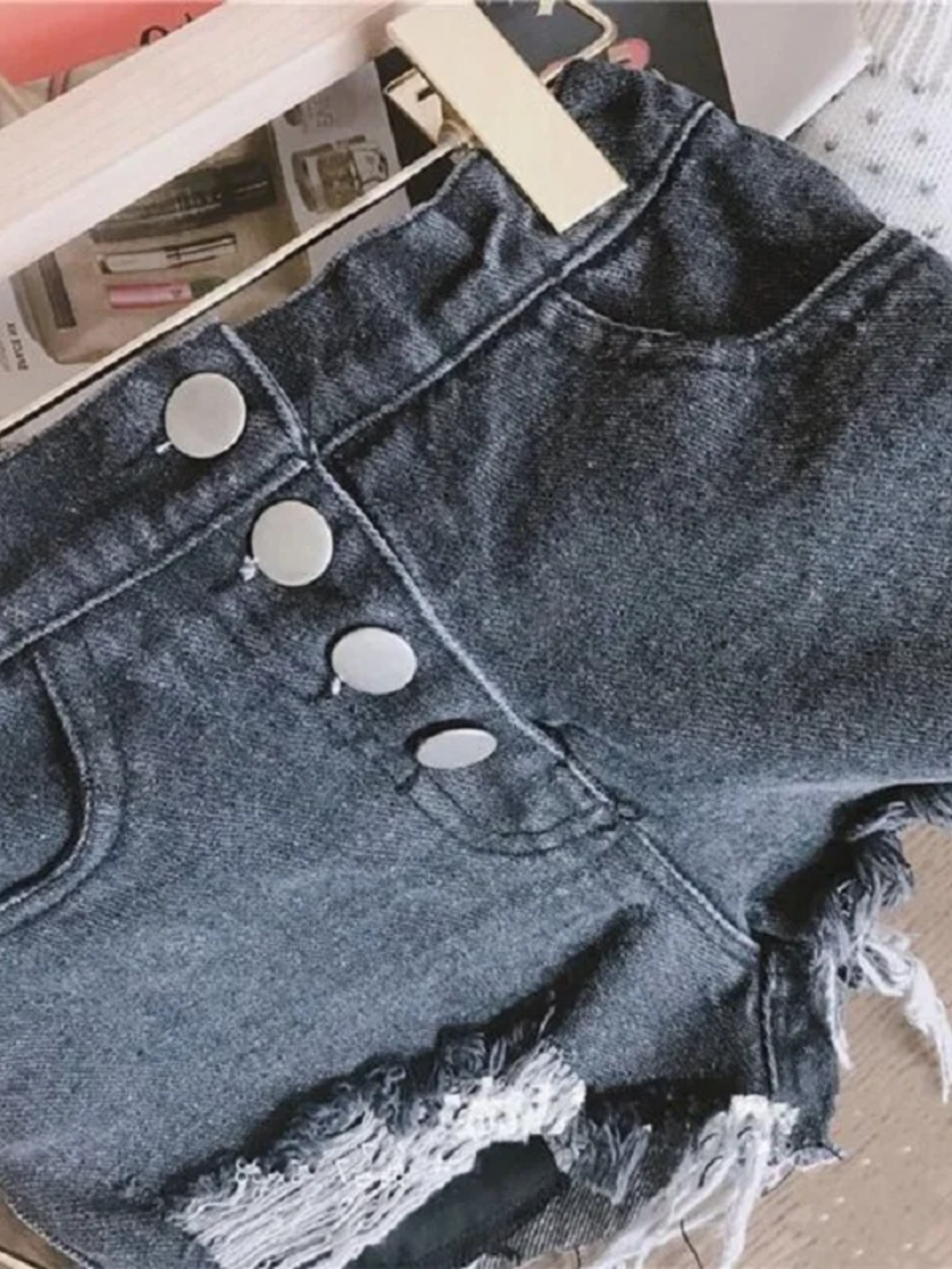 Distressed Denim Shorts