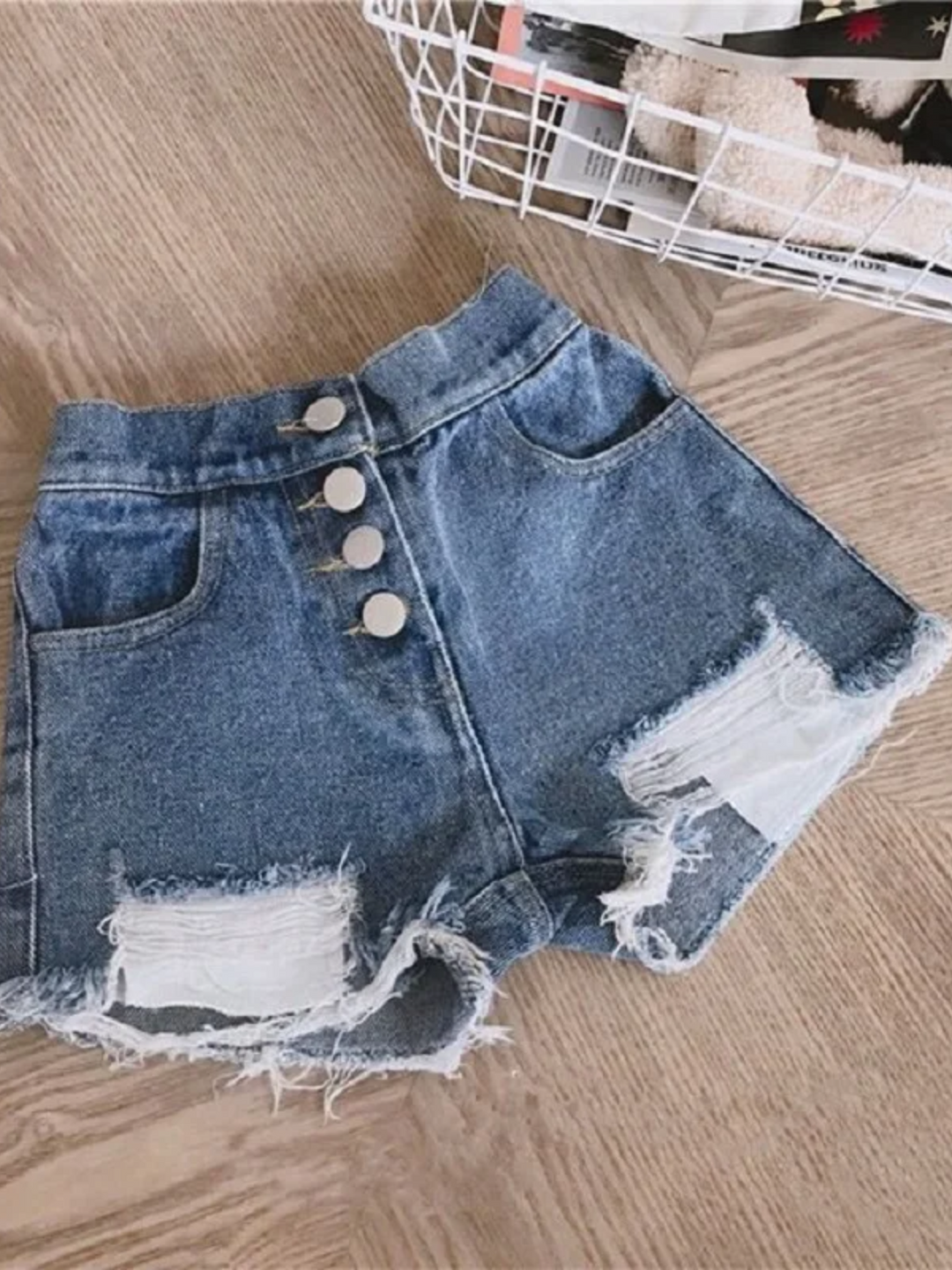 Distressed Denim Shorts