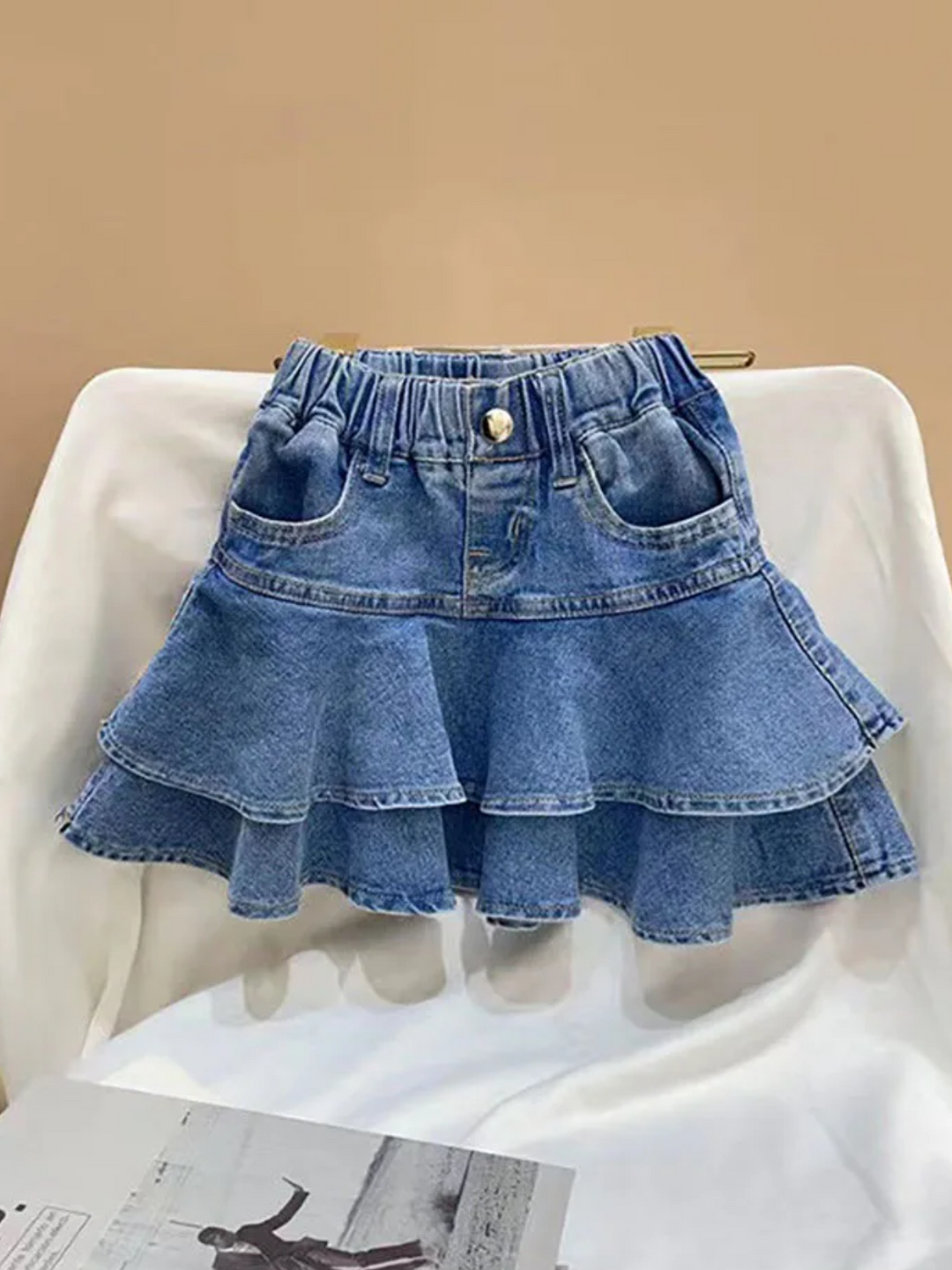 Ruffle Denim Skirt