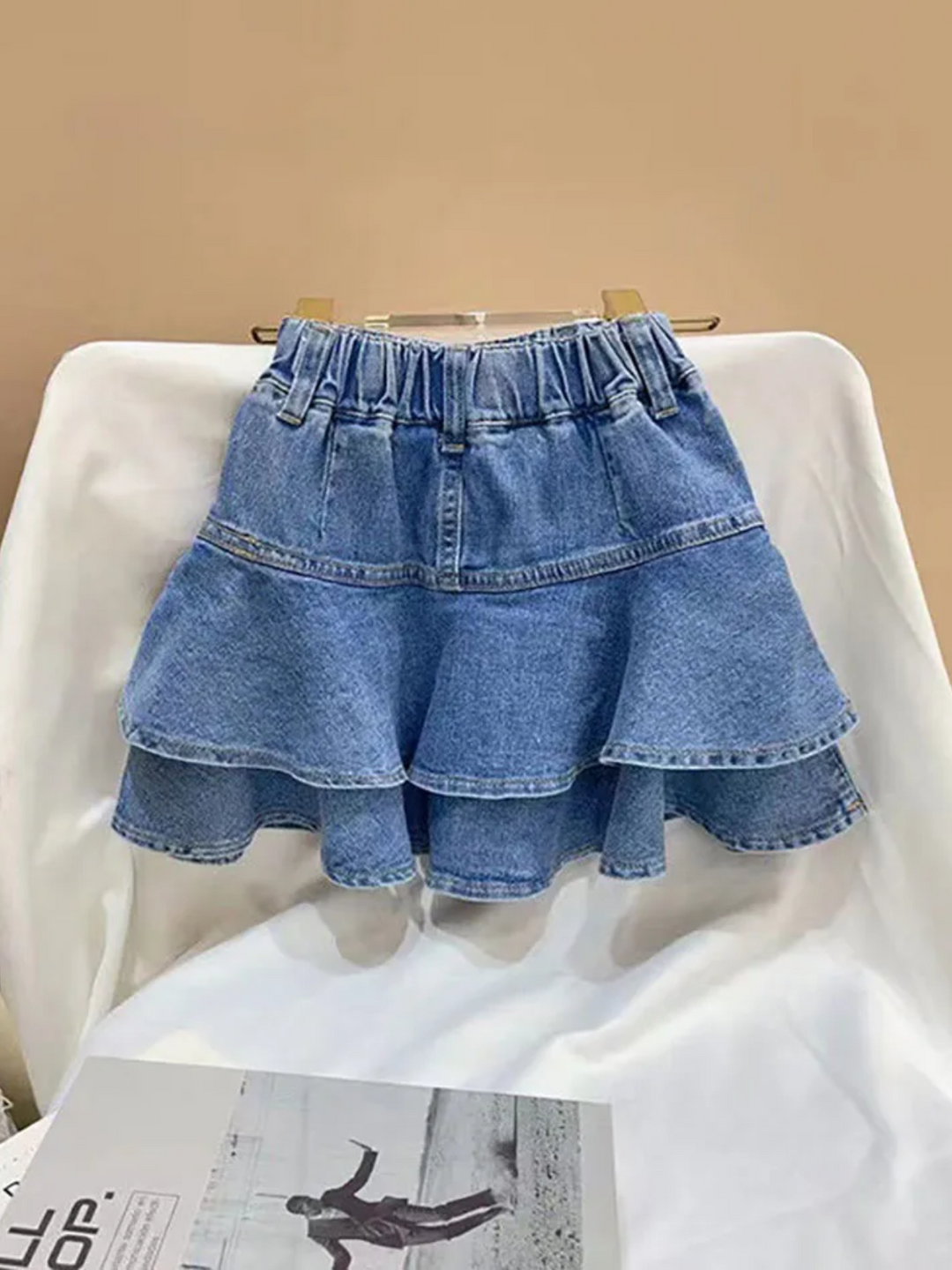 Ruffle Denim Skirt