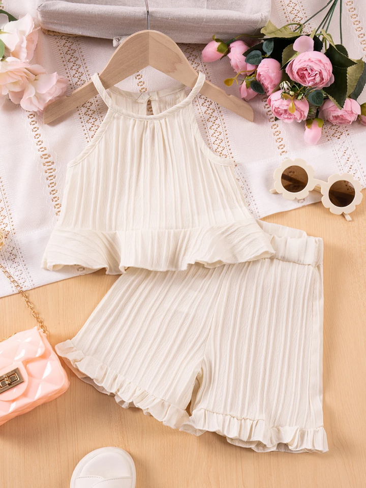 Sleeveless Ruffle Tank Top & Shorts Set
