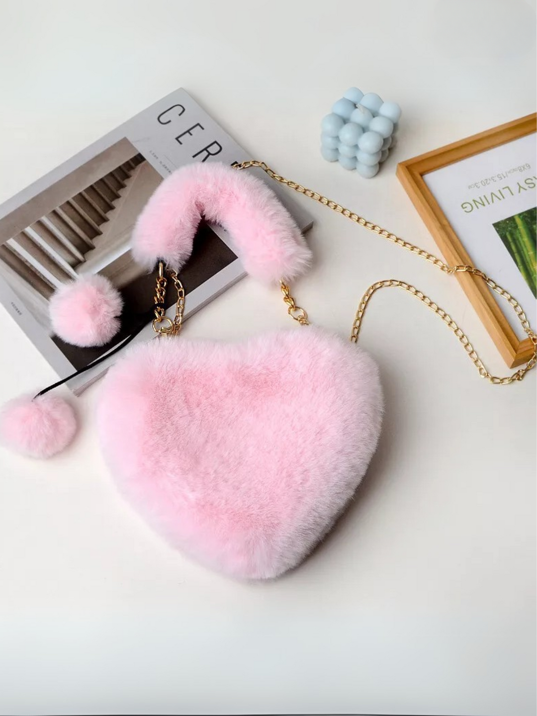 Lovey Dovey Pink Plush Heart Bag Mia Belle Girls