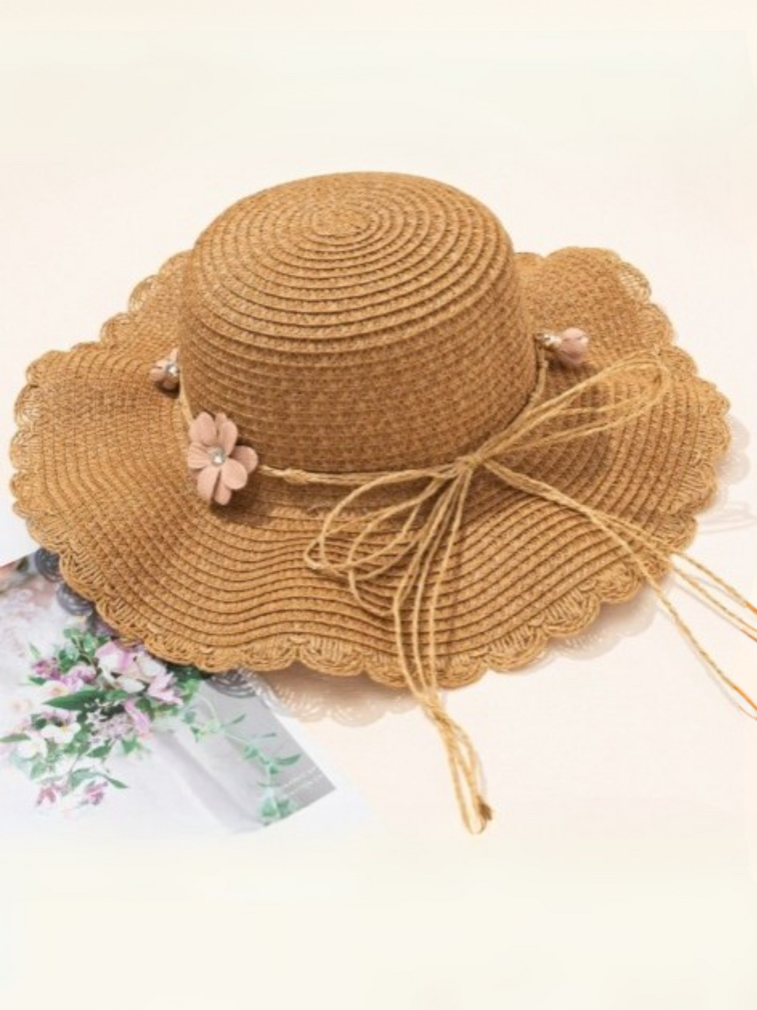 Lovely Stroll Scallop Edge Straw Hat Mia Belle Girls