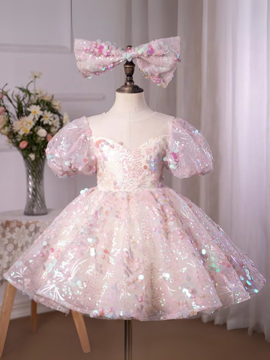 pink short sparkly dress Pink Sequin Mini Dress | Little Girls Formal Dress