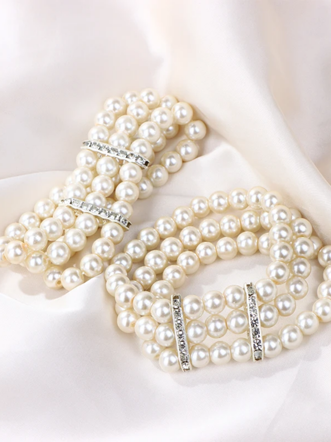 Elegant 3-Row Bangle Pearl Bracelet