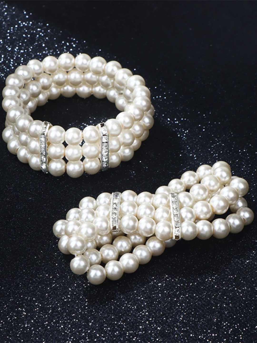 Elegant 3-Row Bangle Pearl Bracelet