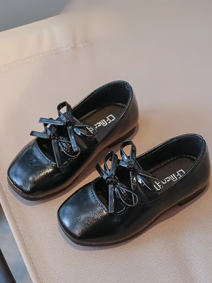 Double Bow Metallic Ballet Flats