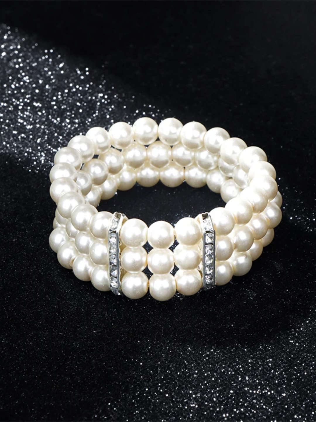 Elegant 3-Row Bangle Pearl Bracelet