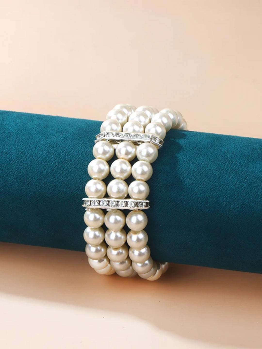 Elegant 3-Row Bangle Pearl Bracelet