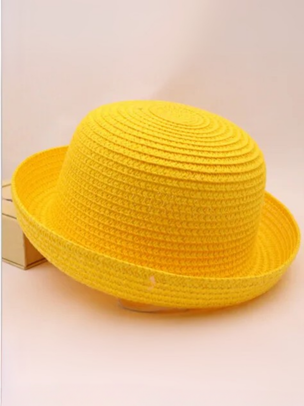 Runway-Ready Yellow Bowler Hat Mia Belle Girls