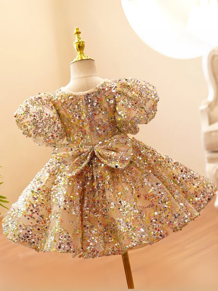 Gold Sequin Magic Mini Special Occasion Dress Mia Belle Girls