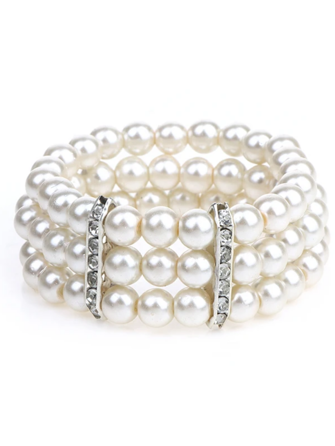 Elegant 3-Row Bangle Pearl Bracelet