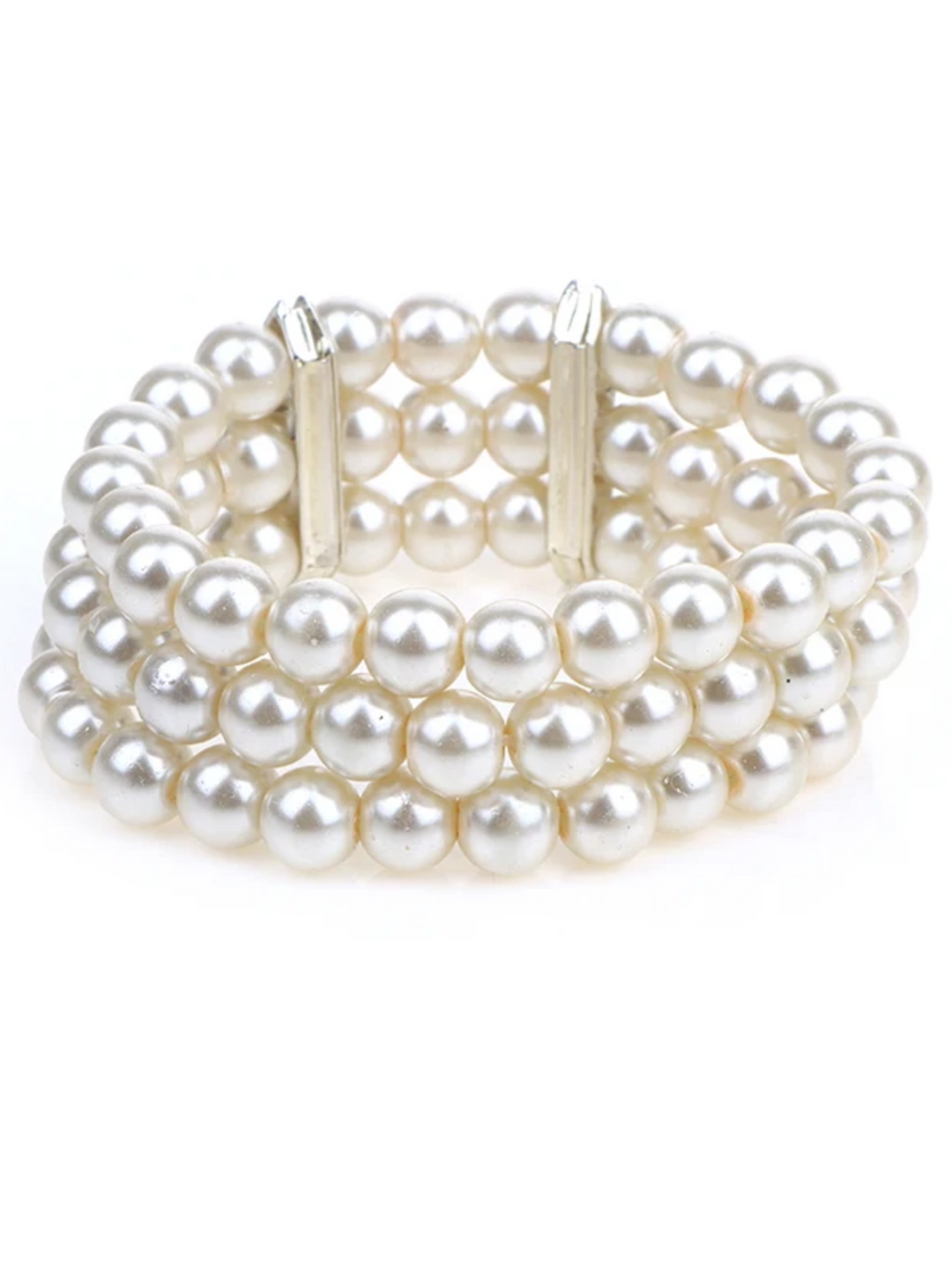 Elegant 3-Row Bangle Pearl Bracelet