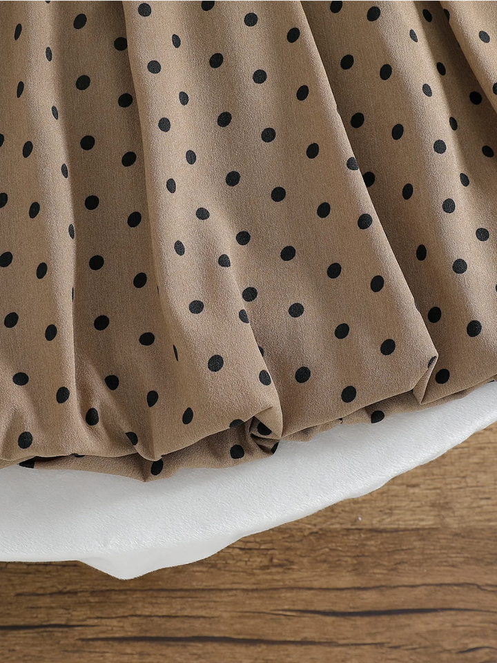 Chic Tan Polka Dot Bubble Dress