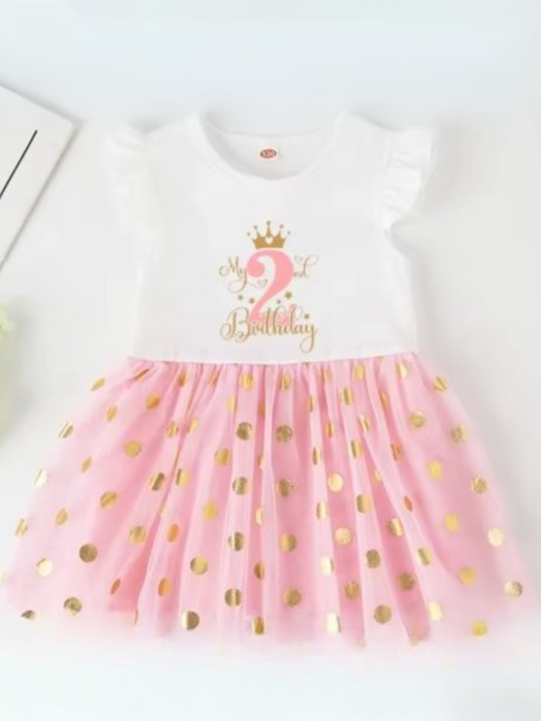 Princess 4 Year Birthday Tutu Dress with Golden Accents Pink / 2T