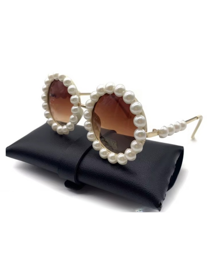 Little Luxe Pearl-Embellished Round Sunglasses Mia Belle Girls