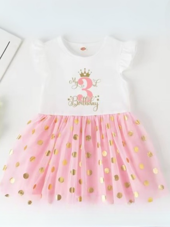 Princess 4 Year Birthday Tutu Dress with Golden Accents Mia Belle Girls