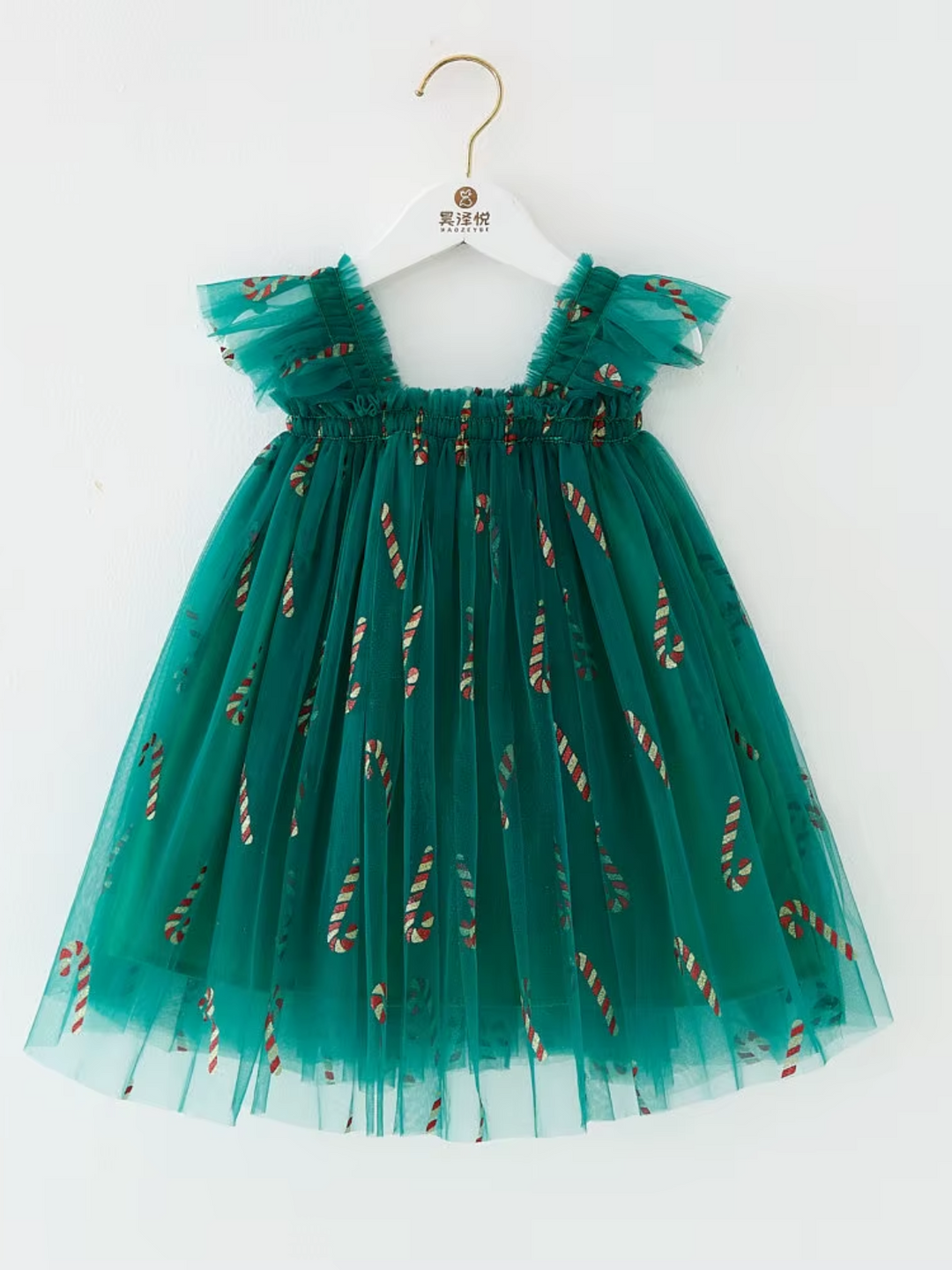 Candy Cane Green Sparkle Christmas Dress Green / 2T