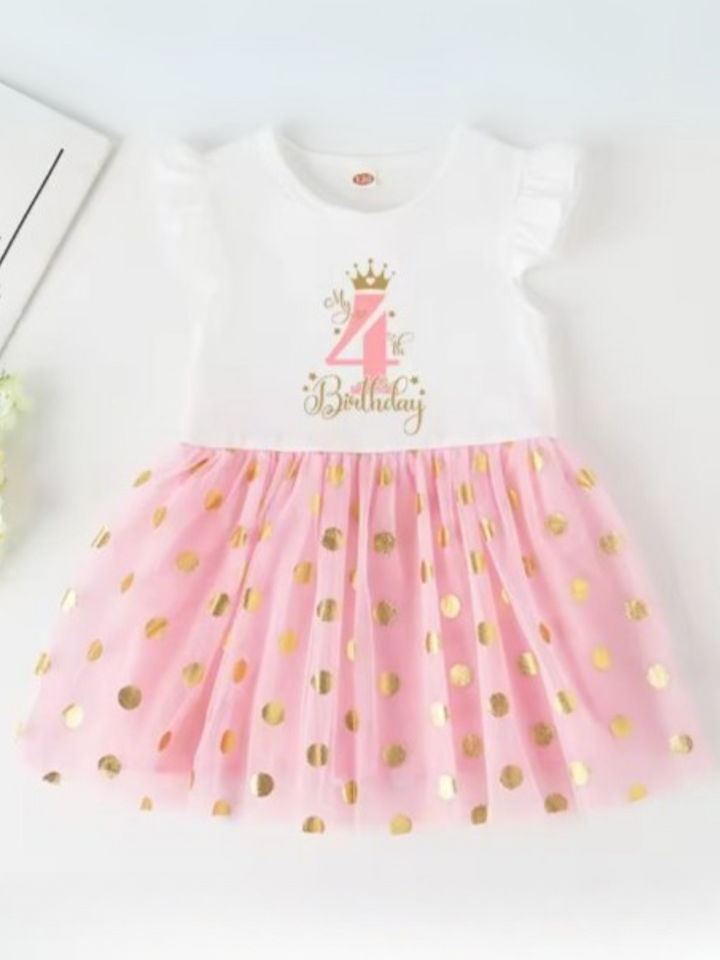 Princess 2 Year Old Birthday Tutu Dress with Golden Accents Mia Belle Girls