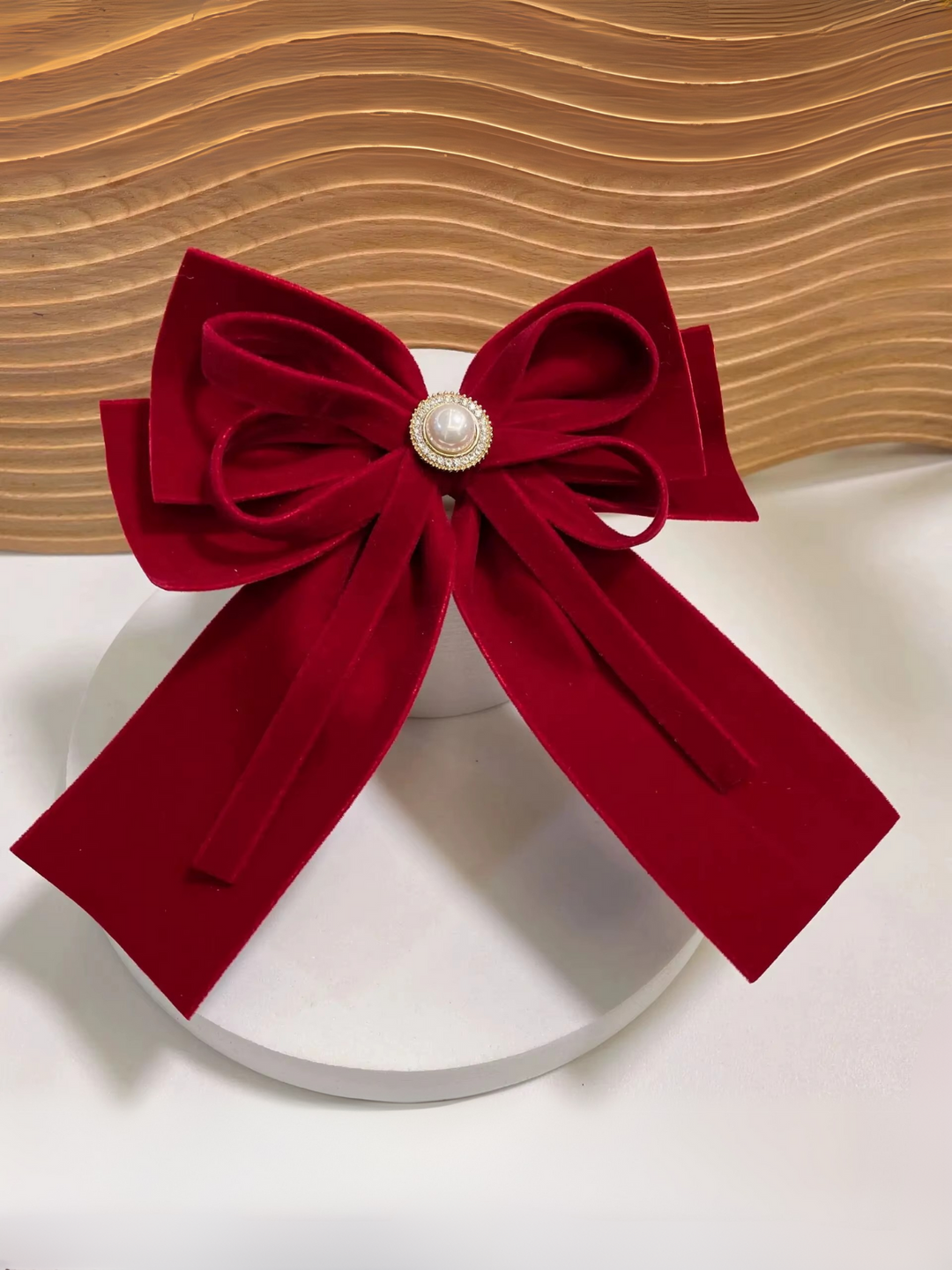 Truly Fancy Finish Red Velvet Hair Bow Mia Belle Girls