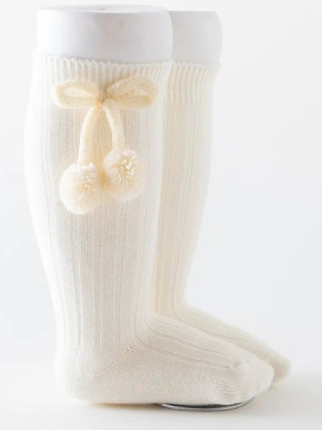 Girls' Knee High Bow Pom Pom Socks