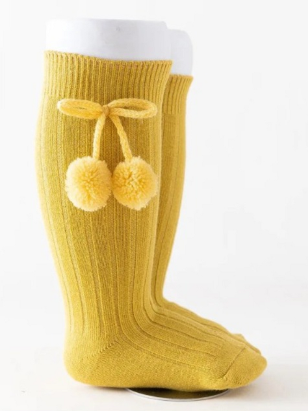 Girls' Knee High Bow Pom Pom Socks