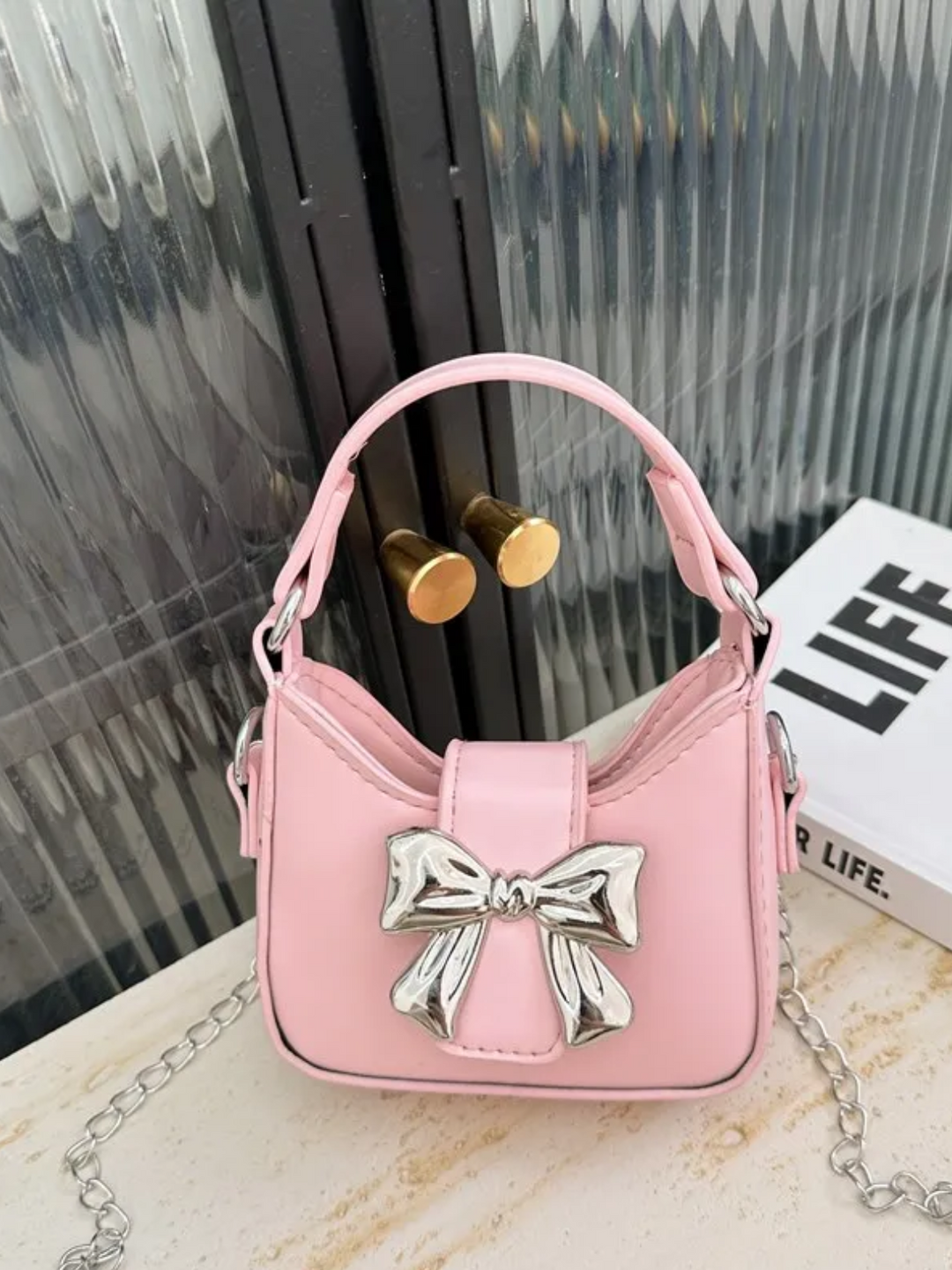 Girls Bow Crossbody Purse - Pink / One Size