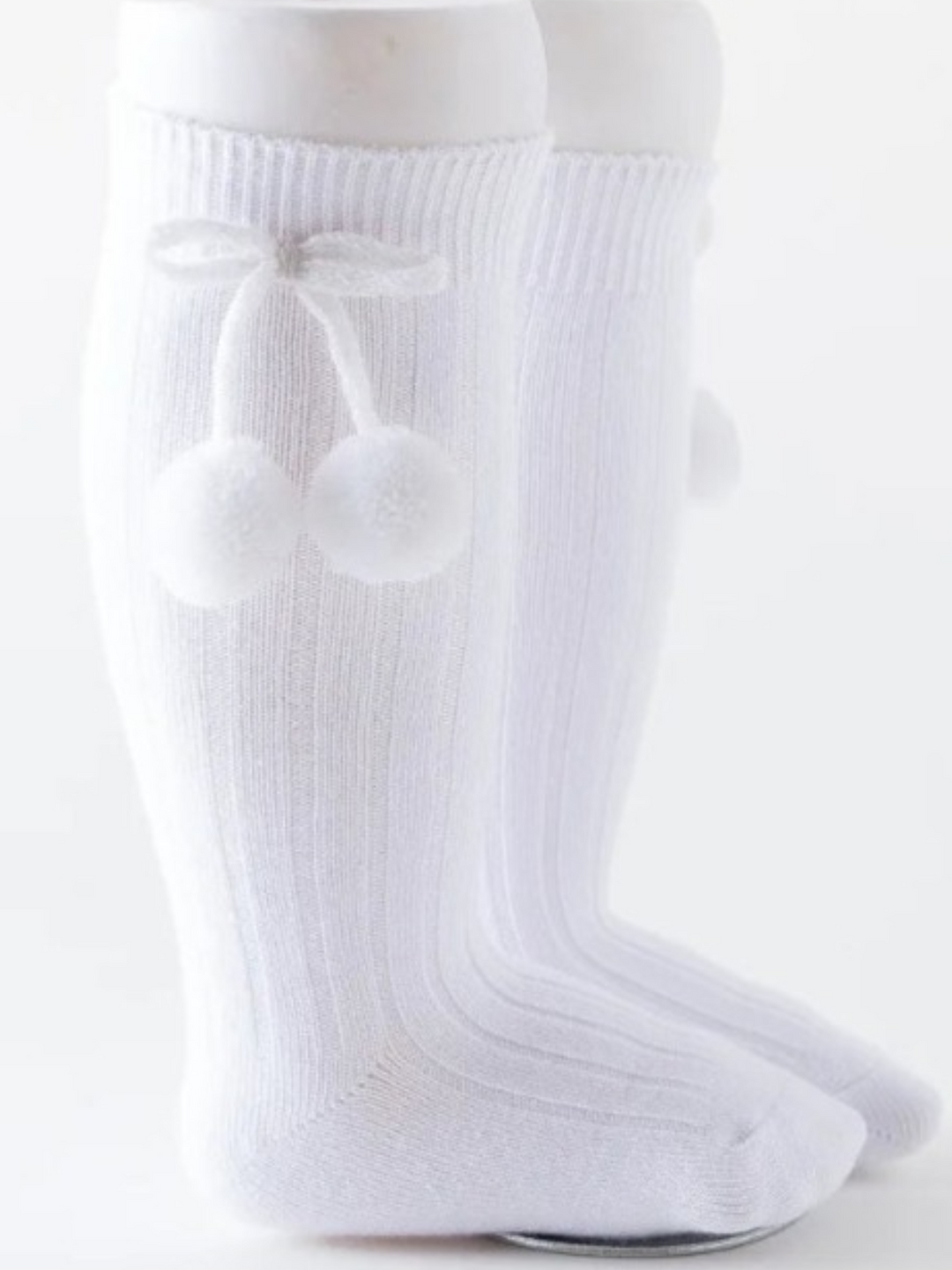 Girls' Knee High Bow Pom Pom Socks