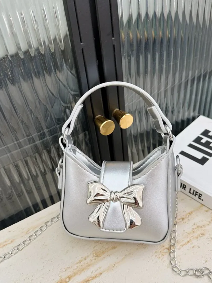 Girls Bow Crossbody Purse - Silver / One Size
