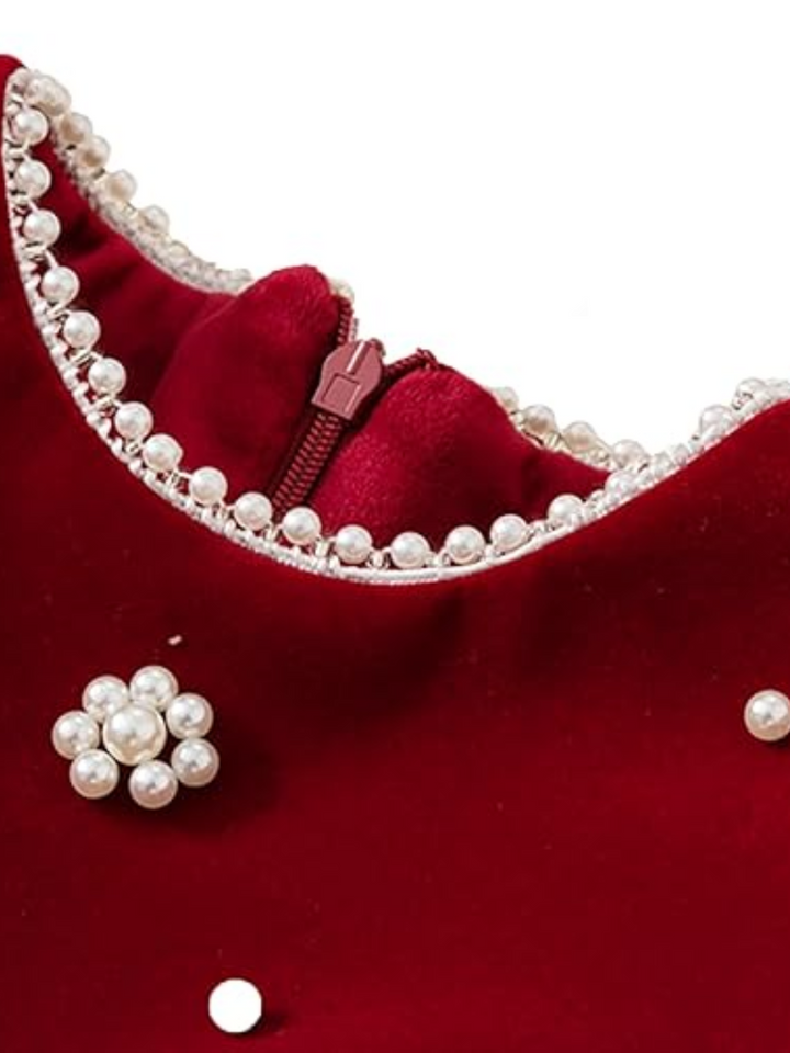 Ruby Velvet Puff Sleeve Bubble Dress